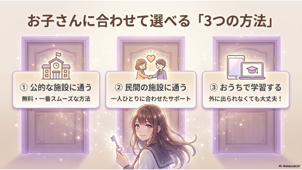 出席扱いの3つの方法｜公的施設・フリースクール・自宅学習