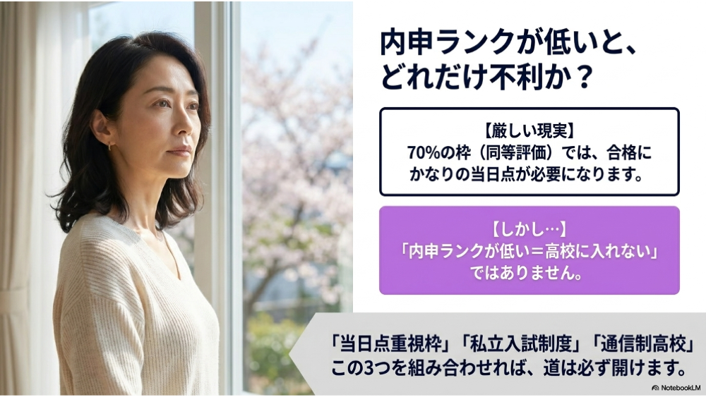 内申ランクが低いと不利な現実｜でも3つの選択肢を組み合わせれば道は開ける