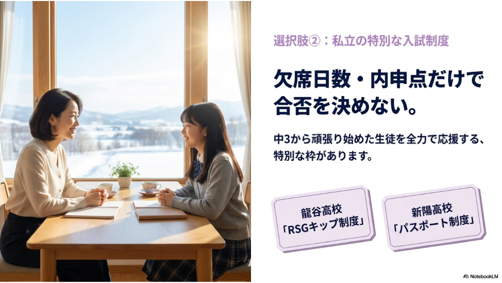 不登校でも出願しやすい私立高校の入試制度｜龍谷RSGキップ・新陽パスポート