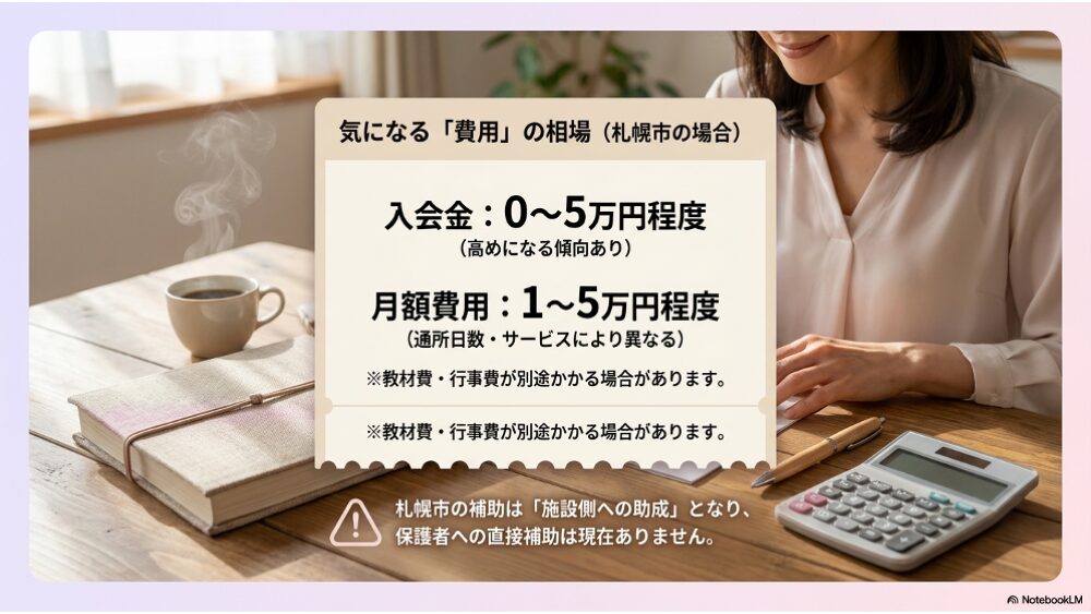 札幌のフリースクール費用相場｜入会金0〜5万円・月額1〜5万円・補助は施設側のみ