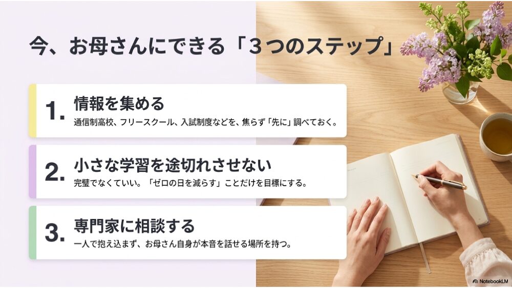 今のお母さんにできる3つのこと｜情報を集める・学習を続ける・専門家に相談する