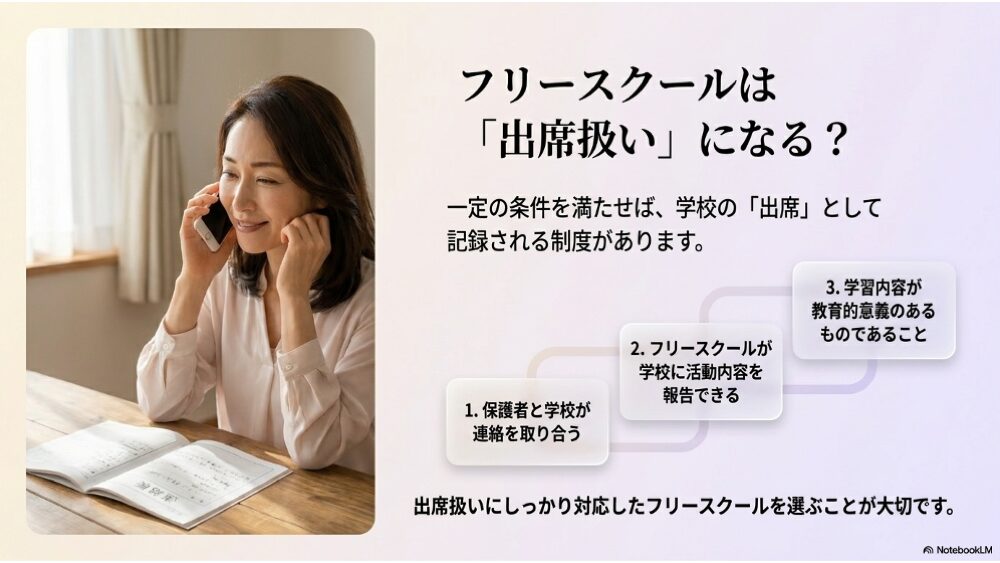フリースクールの出席扱い制度｜学校との連携・学習記録・条件