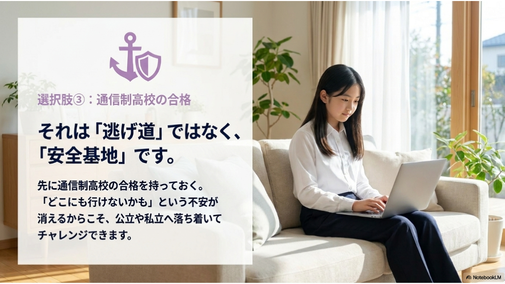 通信制高校の合格を土台にする考え方｜逃げ道ではなく安全基地
