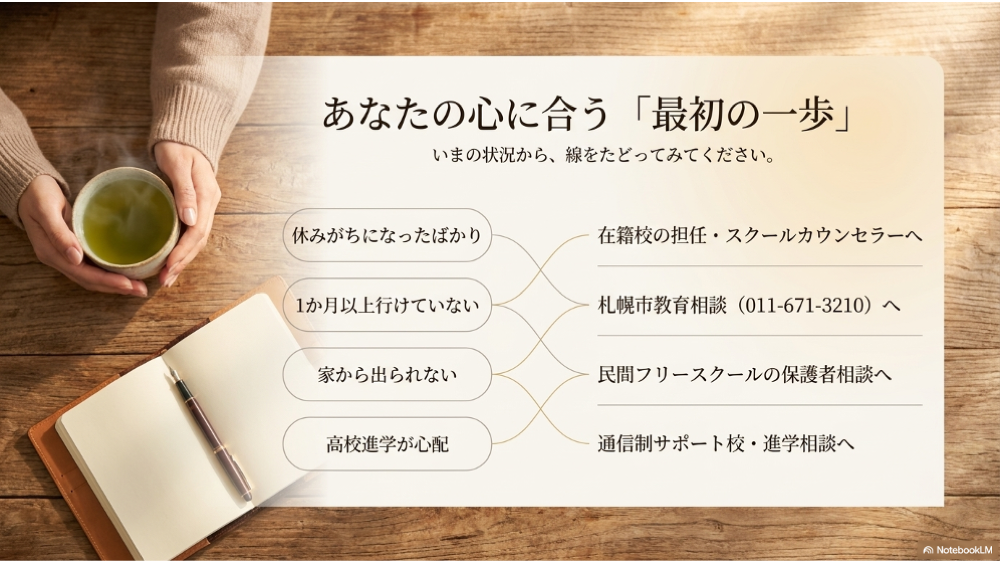 状況別おすすめ相談先｜今の状況に合う最初の一歩