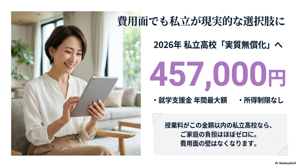 2026年私立高校実質無償化｜年間最大457,000円・所得制限なし