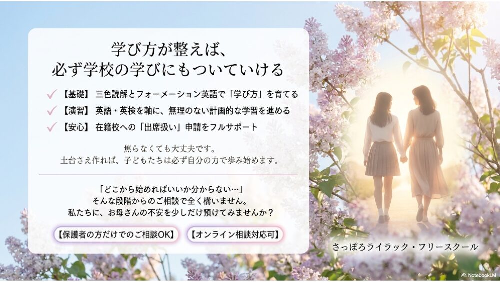 学び方が整えば学校の学びにもついていける｜さっぽろライラック無料相談