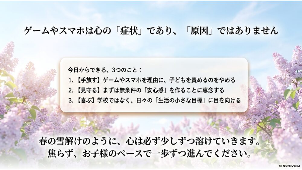 まとめ：ゲーム・スマホは症状であり原因ではない