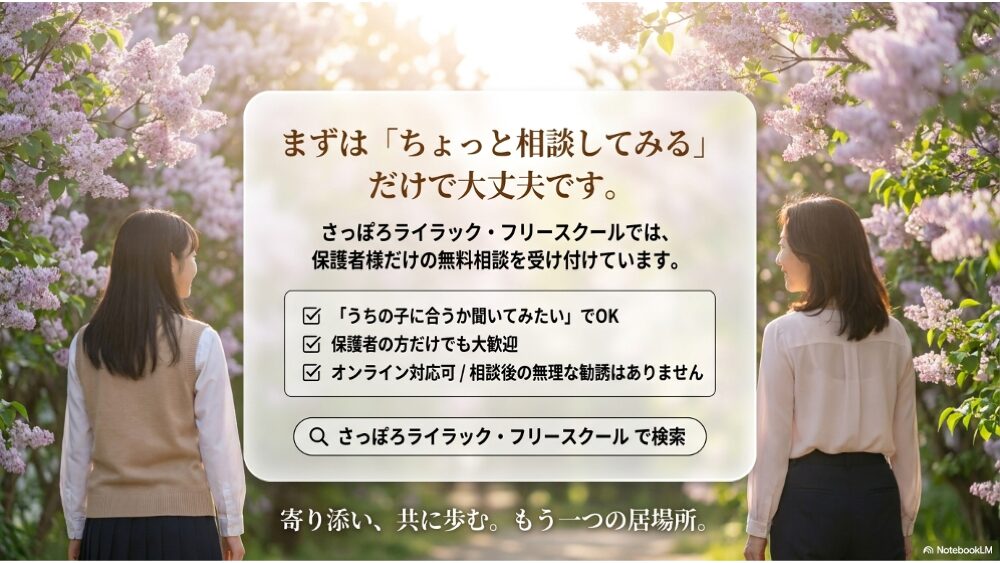 まずは相談してみるだけでいい｜さっぽろライラック無料相談