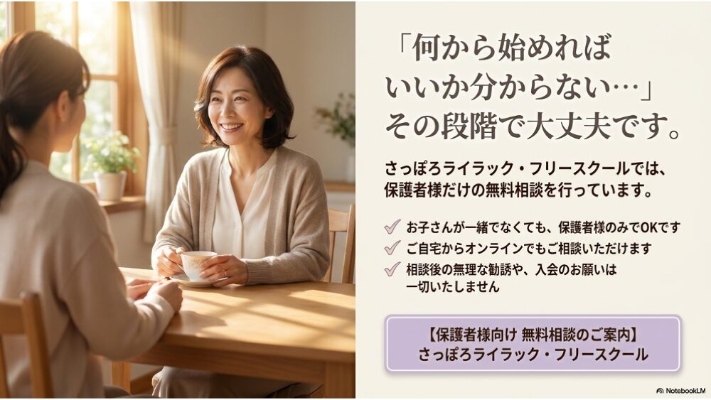 さっぽろライラック・フリースクール 保護者だけの無料相談
