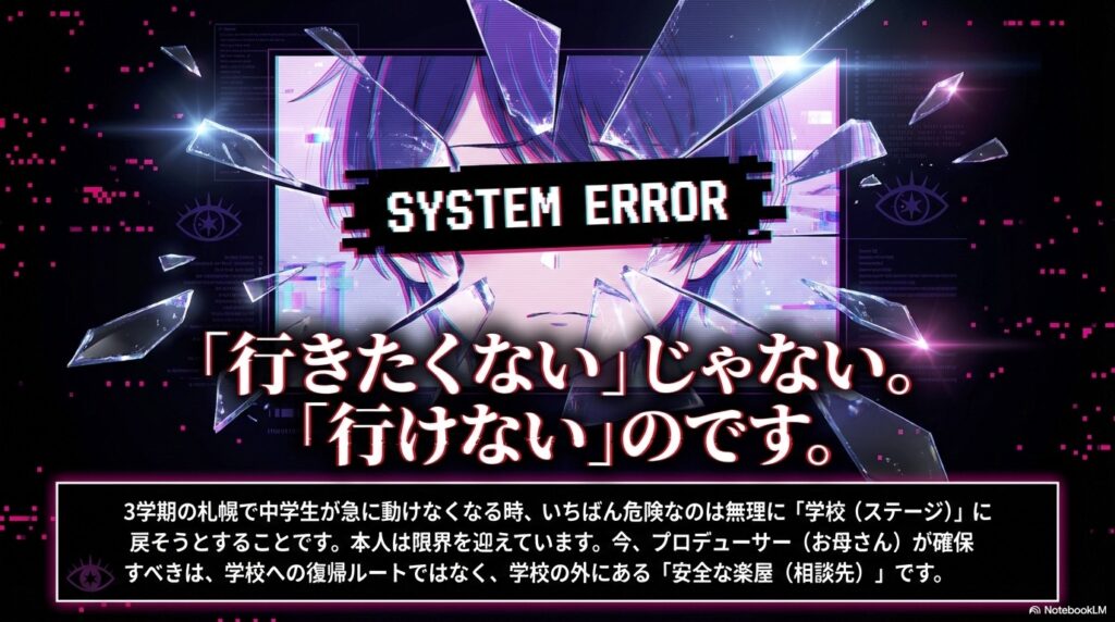 不登校とはいきたくないのではなくて、行けないのです。