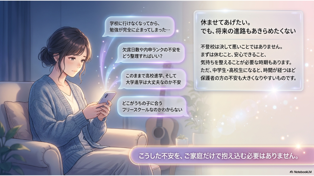 休ませてあげることも大切だけど・・・落ち着いてきたら進路も考えたいのが不登校