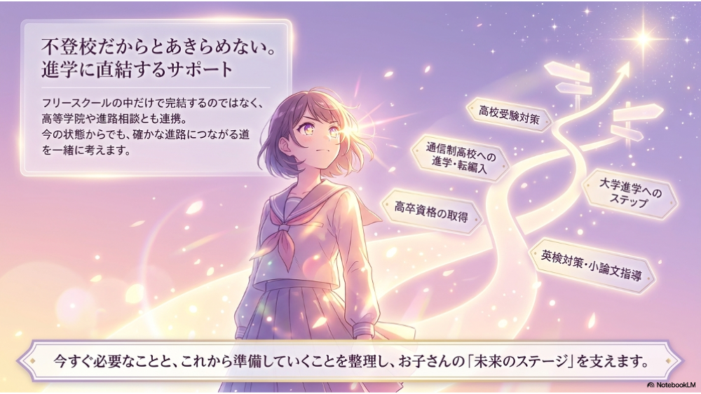 不登校だからとあきらめない。
進学に直結するサポート。