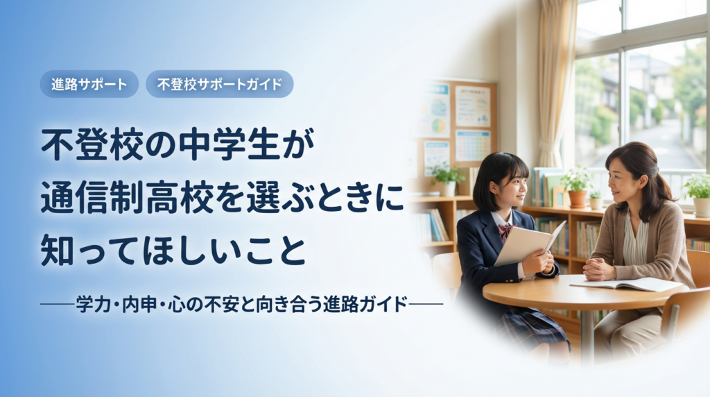 不登校の中学生が通信制高校を選ぶときに知って欲しいこと
