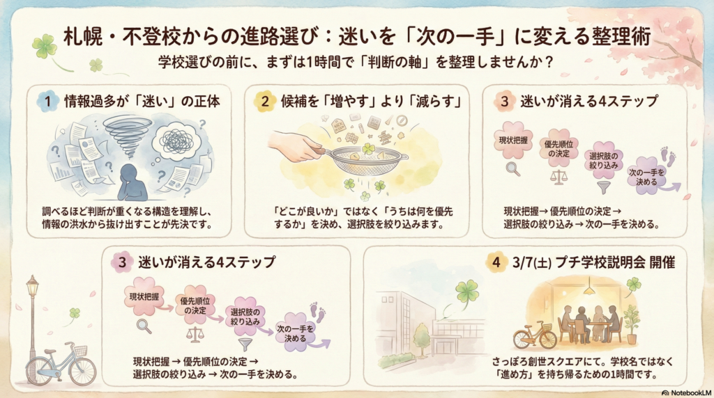 札幌｜不登校の中3「高校どうする？」通信制高校の3/7(土)説明会＋相談会