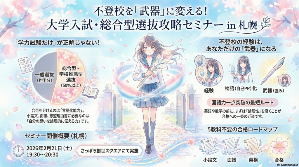 不登校でも大学入試はできる｜札幌の通信制高校生・保護者向け「総合型選抜」セミナー