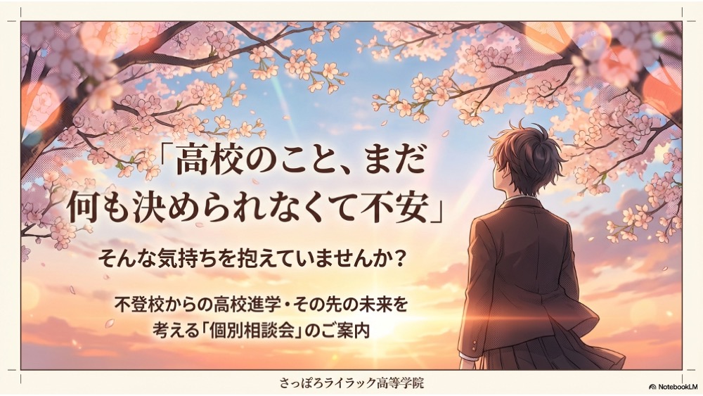【個別相談会】不登校でも大丈夫。「高校3年間」を未来から逆算して、大学進学まで一緒に考えませんか