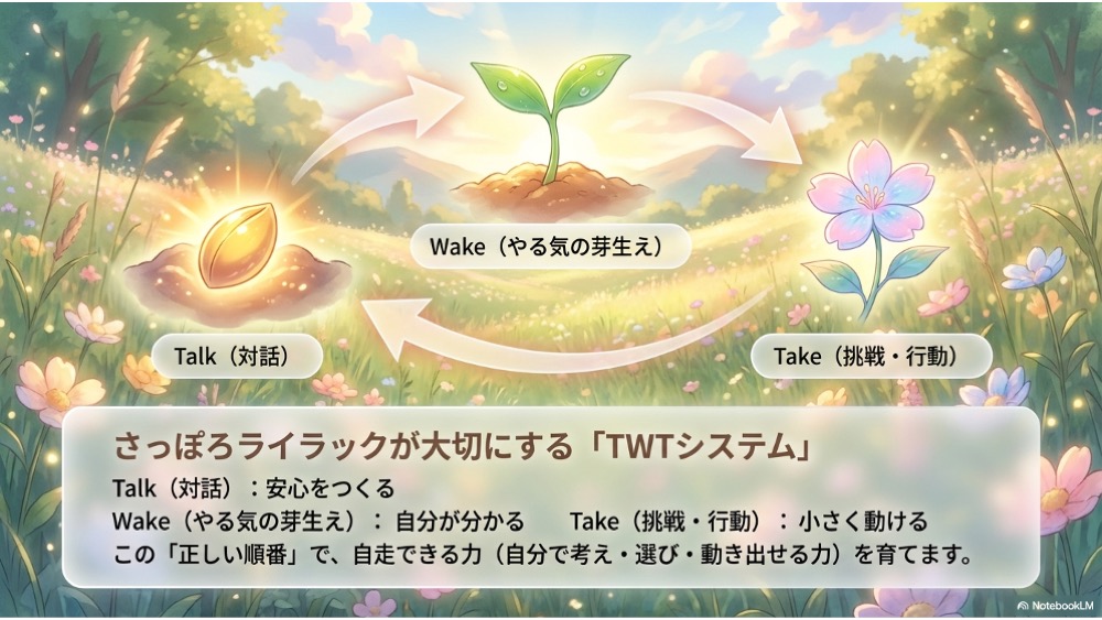 さっぽろライラック
札幌　不登校支援　通信制
TWTシステムで自走できる力を育てる