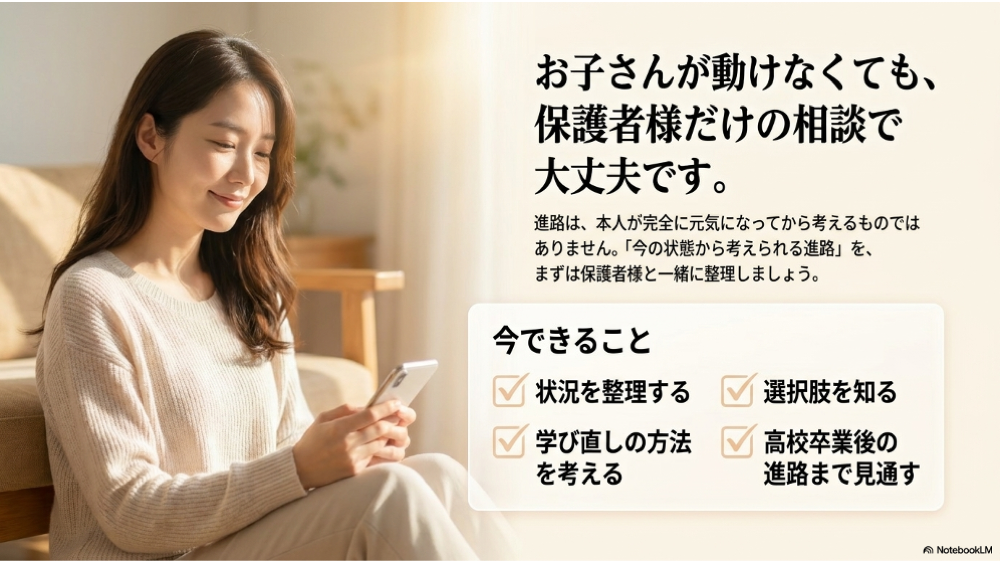 本人がまだ動けなくても保護者だけで相談できる流れ