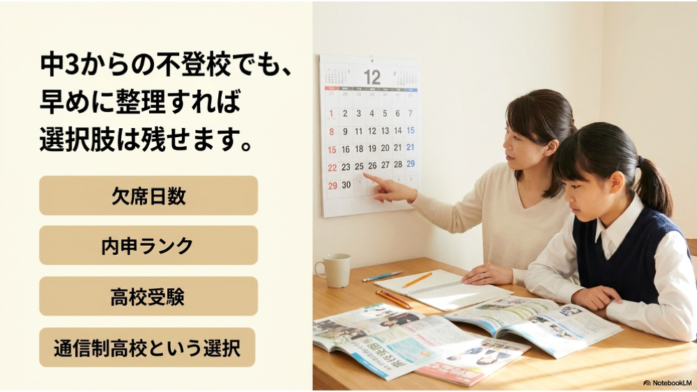 中3不登校の高校進学不安と確認すべきこと