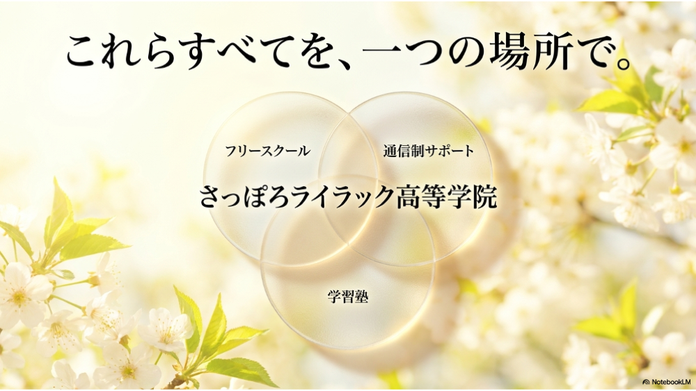 さっぽろライラックがフリースクール通信制高校学習塾をつなげて支援する図解