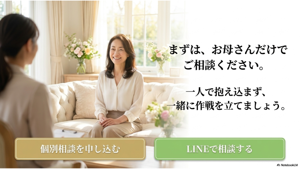 不登校の中3の高校受験について保護者だけで相談できる案内