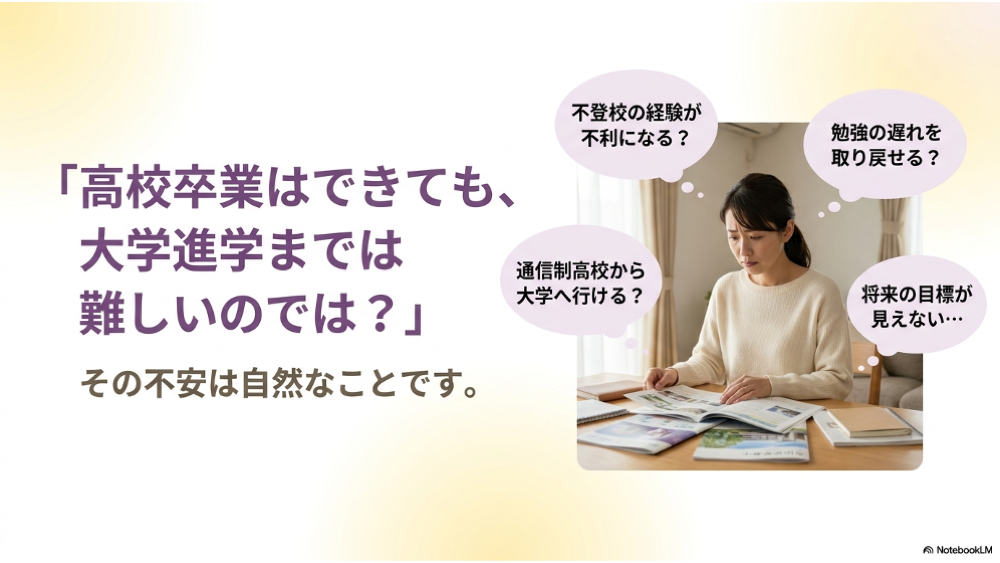 不登校や通信制高校から大学進学を考える保護者の不安