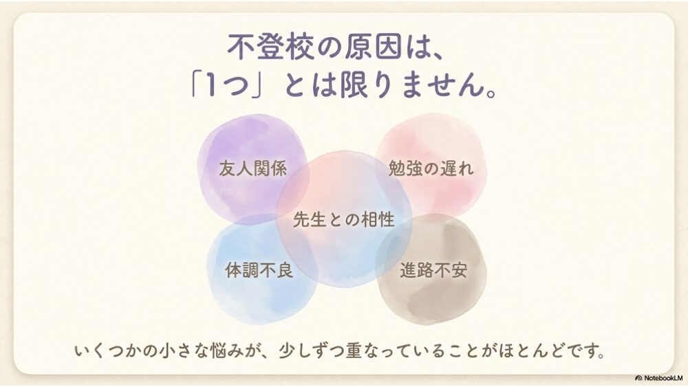 中学生の不登校の原因は複数重なることがある