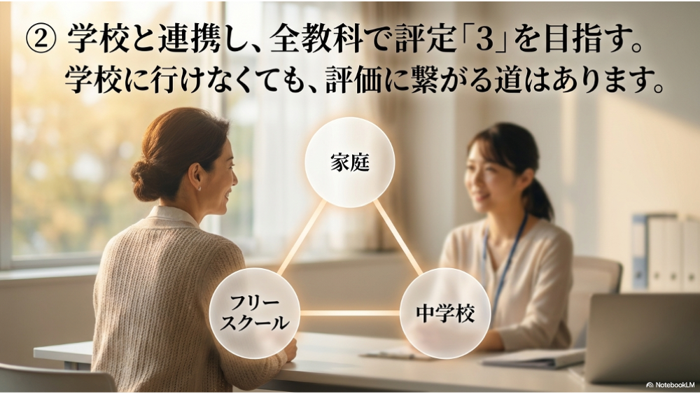 中学校と連携して全教科で評定3を目指す内申ランク改善の考え方