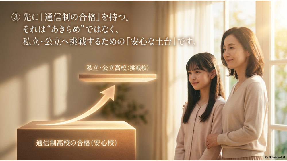 通信制高校の合格を安心材料にして私立高校や公立高校へ挑戦する戦略