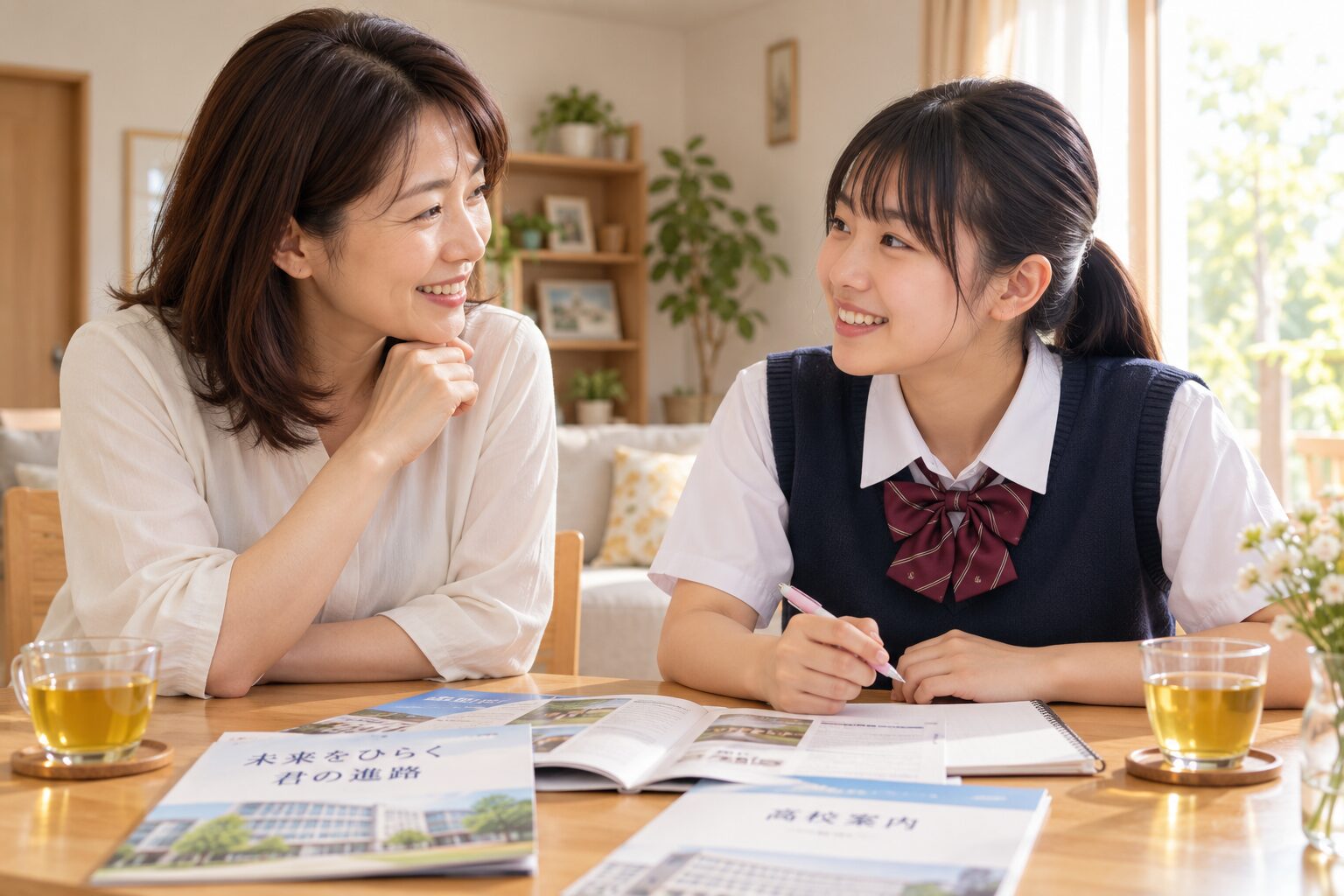 進路について話す親子