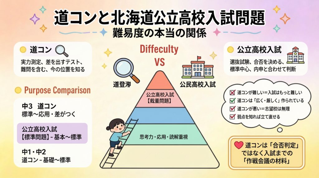 道コンと北海道公立高校入試問題の難易度はどう違う？知らないと損する“本当の関係”を徹底解説