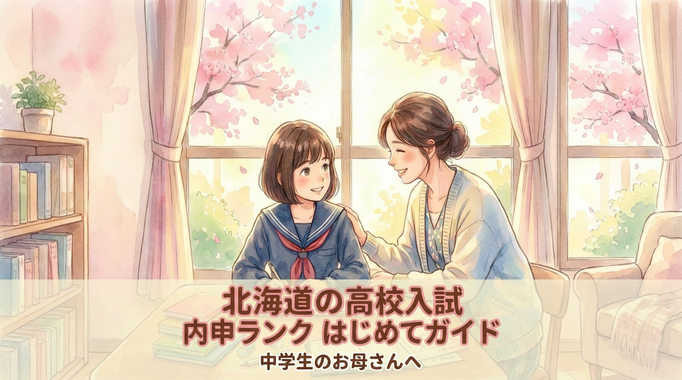 親子で北海道の高校入試の内申ランクを計算する様子