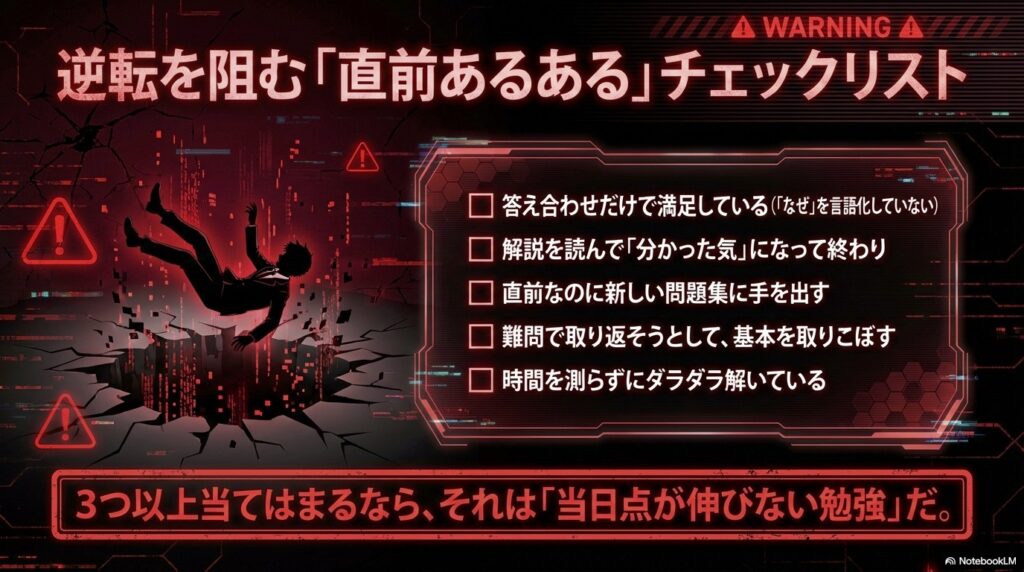 逆転できなくするチェックリスト
