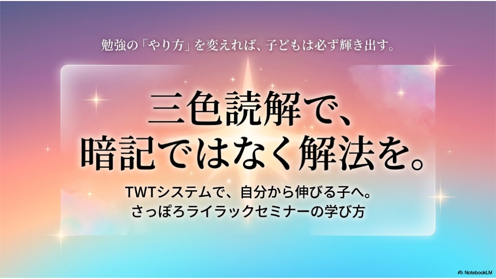 三色読解で、暗記ではなく解法を。TWTシステムで、自分から伸びる子へ。