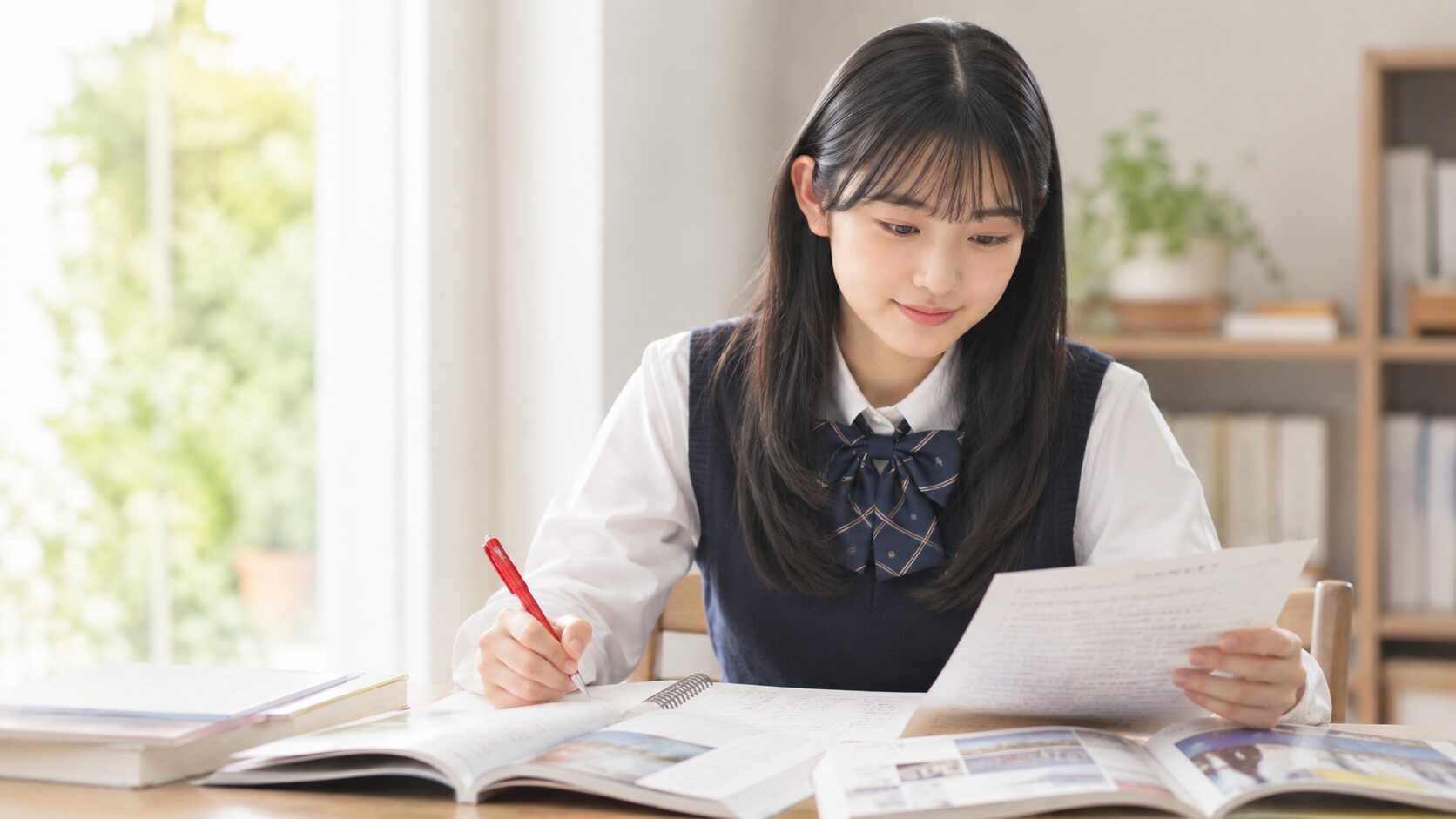志望理由書と小論文対策に取り組む高校生