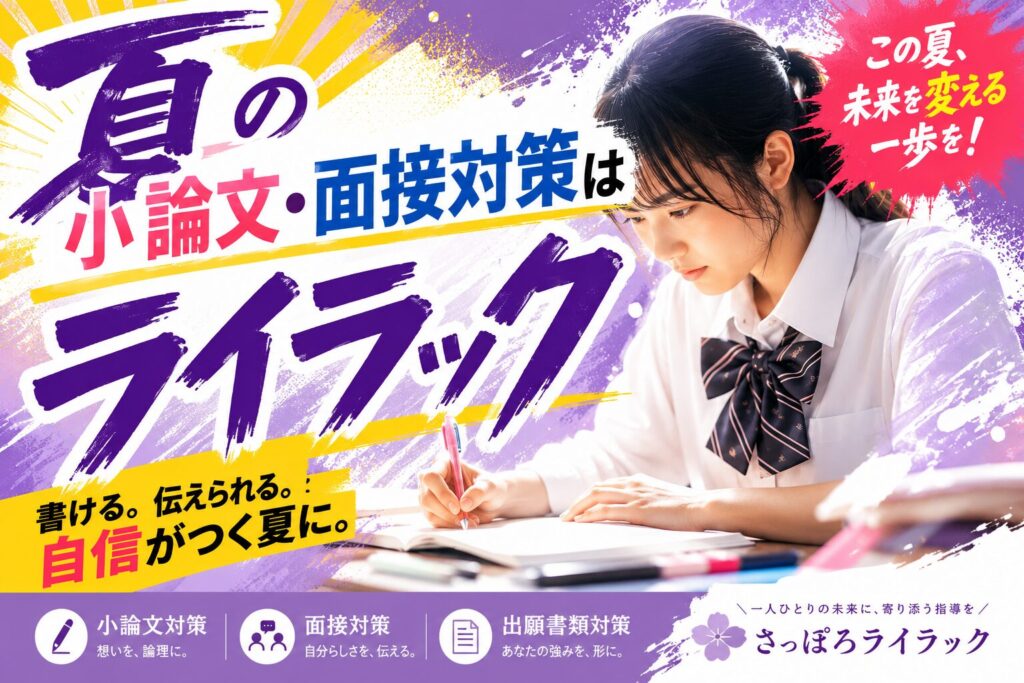 【夏期講習】総合型選抜 一貫合格コース|小論文・志望理由書対策|札幌